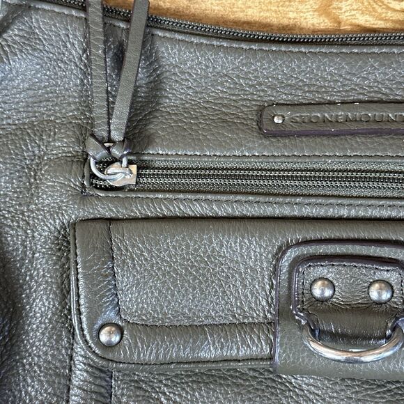 Stone Mountain Hobo Shoulder Bag Green Multiple Compartments Detachable Keychain - Picture 3 of 16